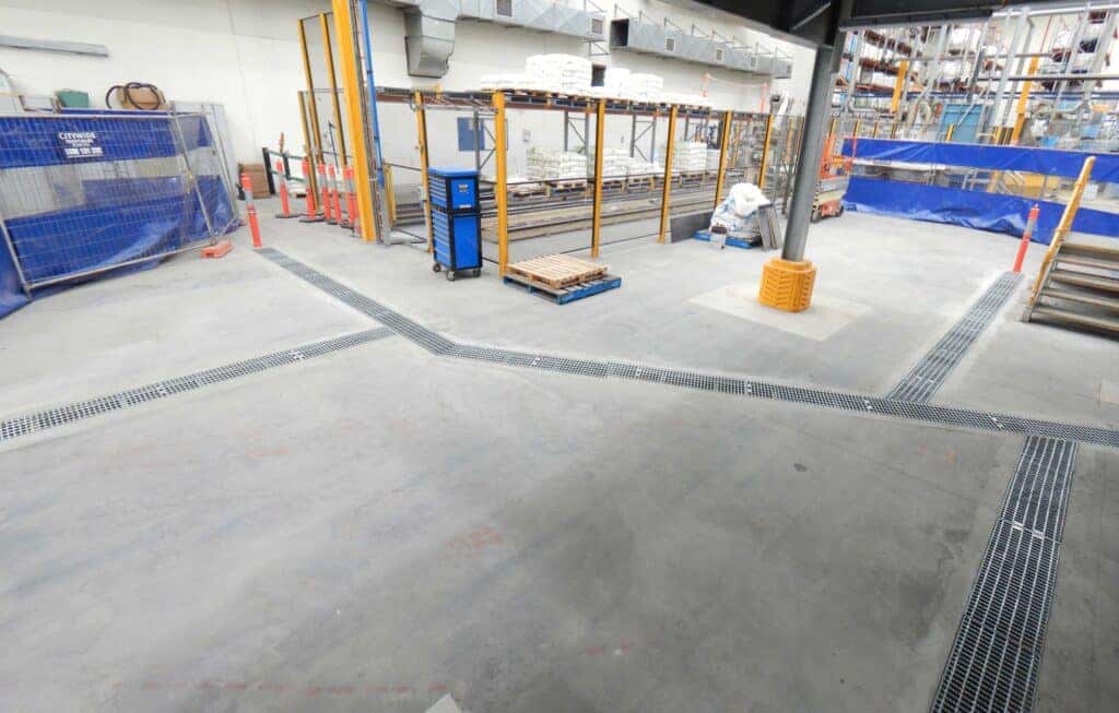 Finished concrete floor inside a factory
