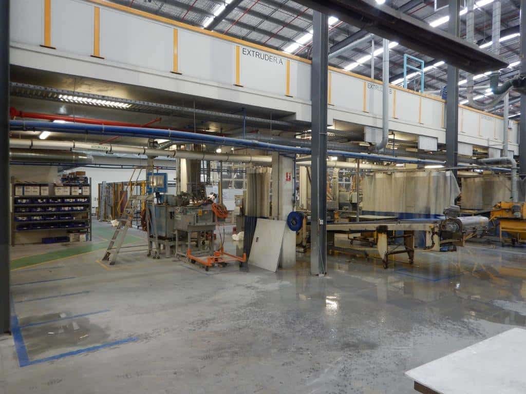 Industrial building with concrete floor works