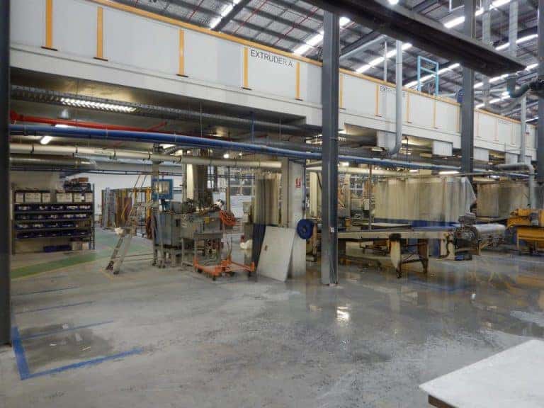 Industrial floor construction inside a factory