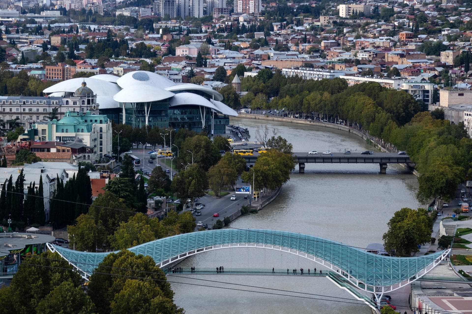 Tbilisi city skyline bridge