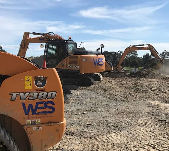 Excavators on an earthworks site