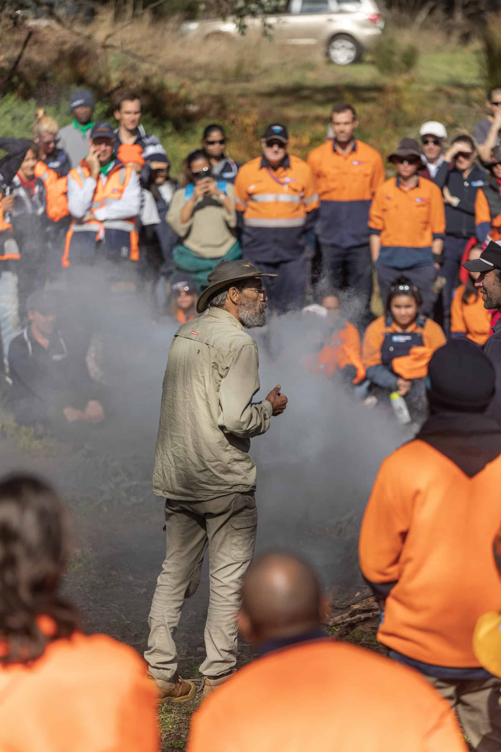 Indigenous elder speaking to group