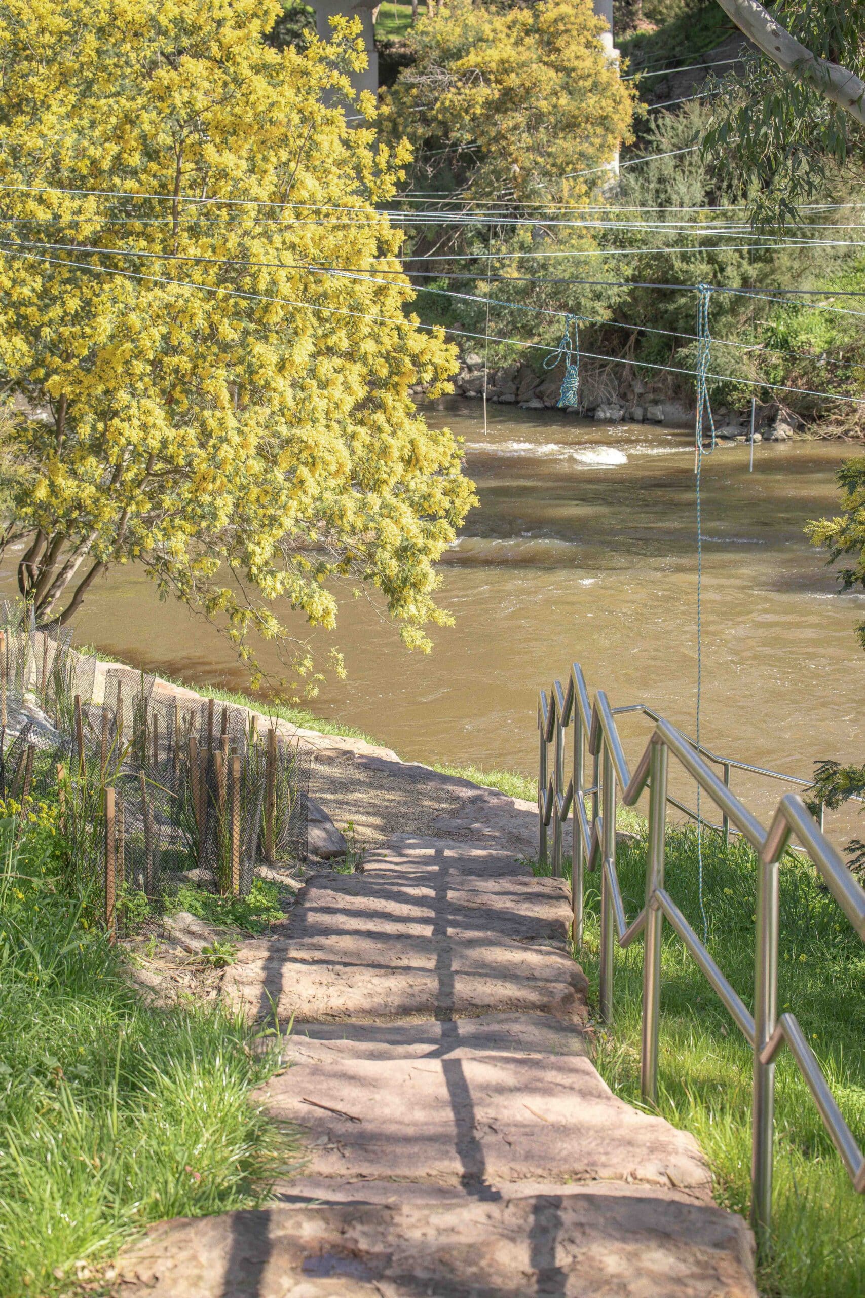 Stone stairs to river